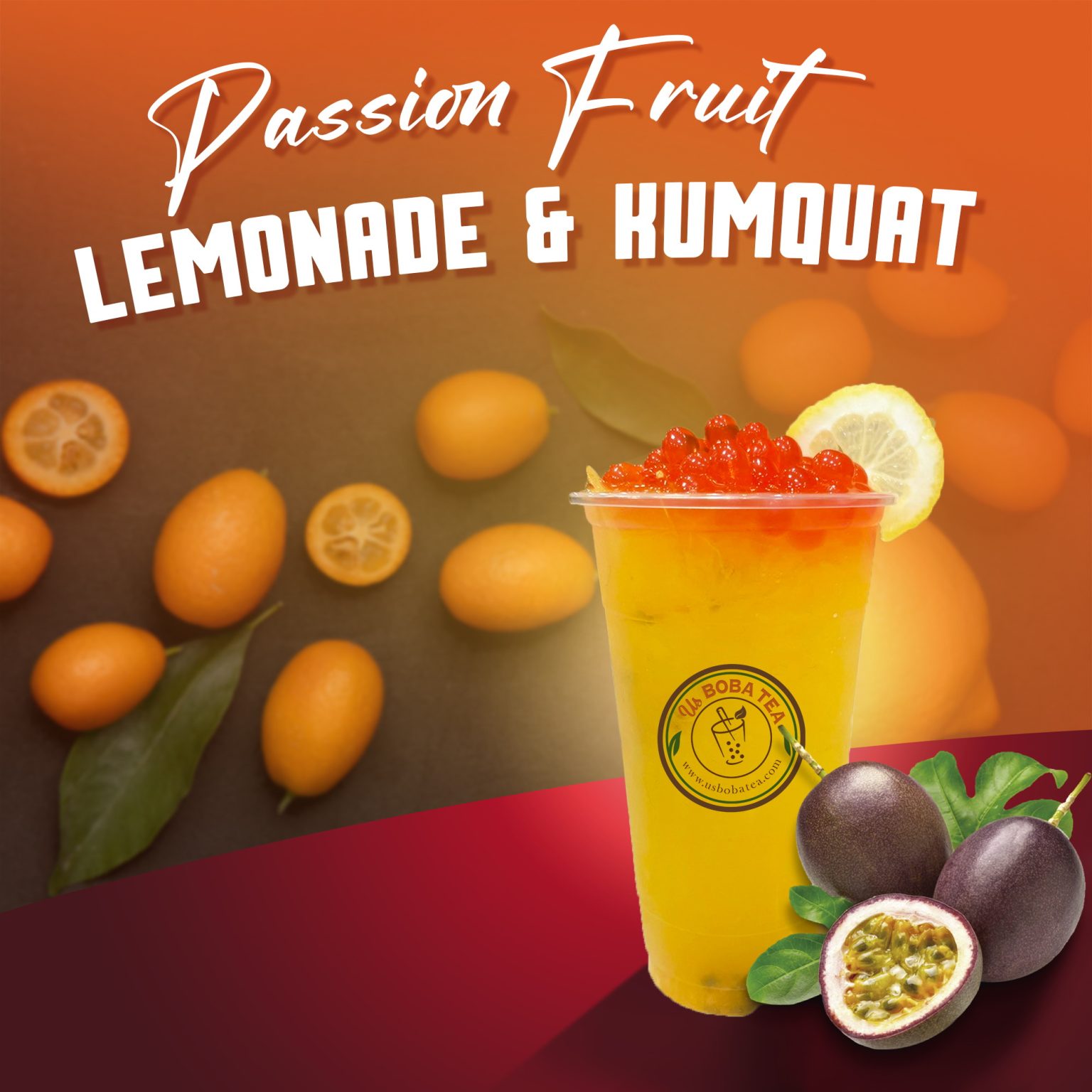 101. Passion Fruit Lemonade and Kumquat - US Boba Tea